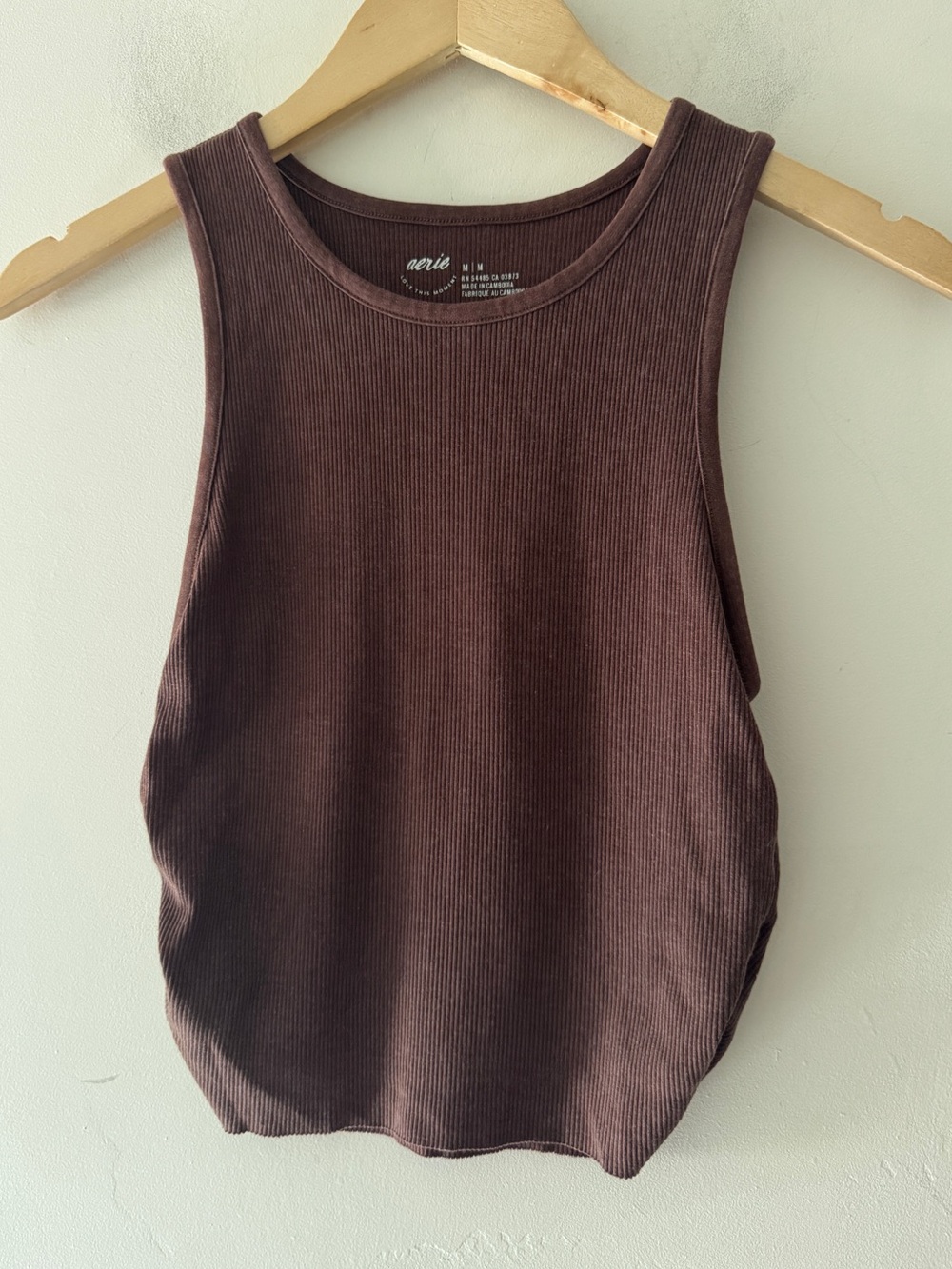 Aerie Ribbed Brown Tank Top - Women's Sleeveless Crewneck